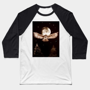 Owl with full moon Baseball T-Shirt